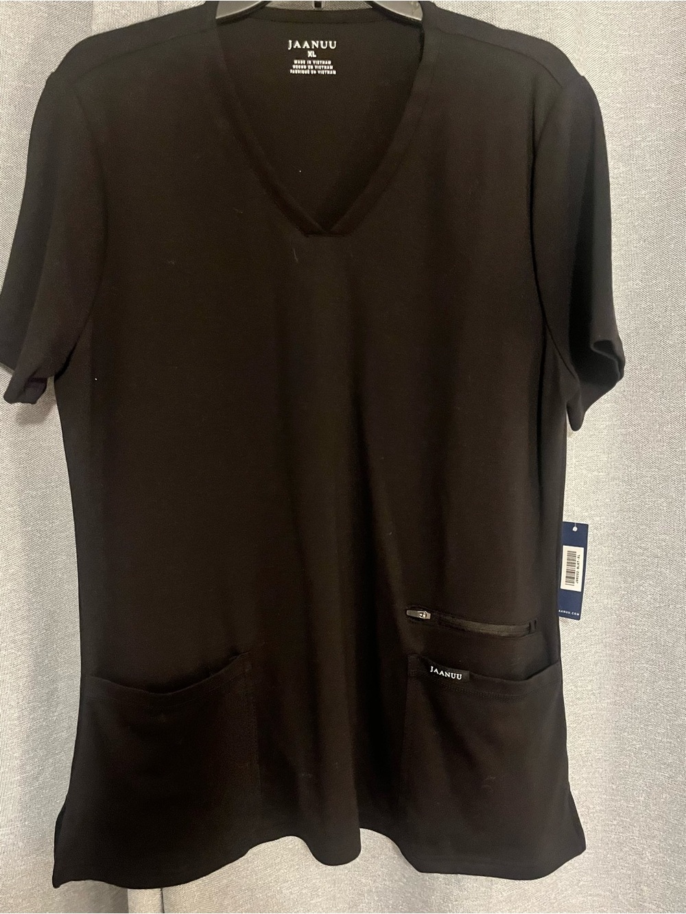 Jaanuu Black V-Neck Short Sleeve Scrub Top
